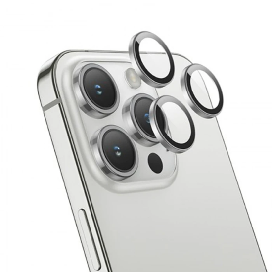 HOCO Crystal Clear iPhone 15 Pro-15 Pro Max HD 3D Metal Çerçeveli Kame