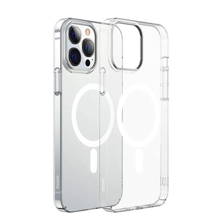 Baseus Crystal iPhone 13 Pro Magsafe Silikon Kılıf + Tempered Ekran Ko