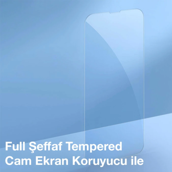 Baseus Crystal iPhone 13 Pro Magsafe Silikon Kılıf + Tempered Ekran Ko
