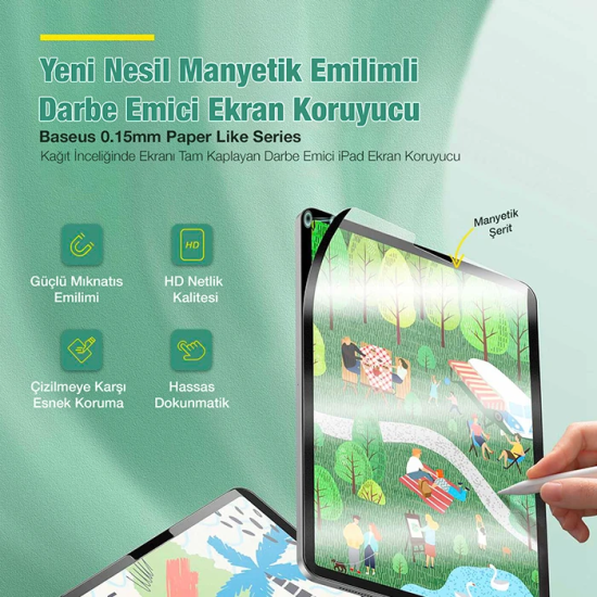 Baseus iPad Mini 8.3inç (2021) Manyetik Kenarlı Mıknatıslı Ekran Koruy