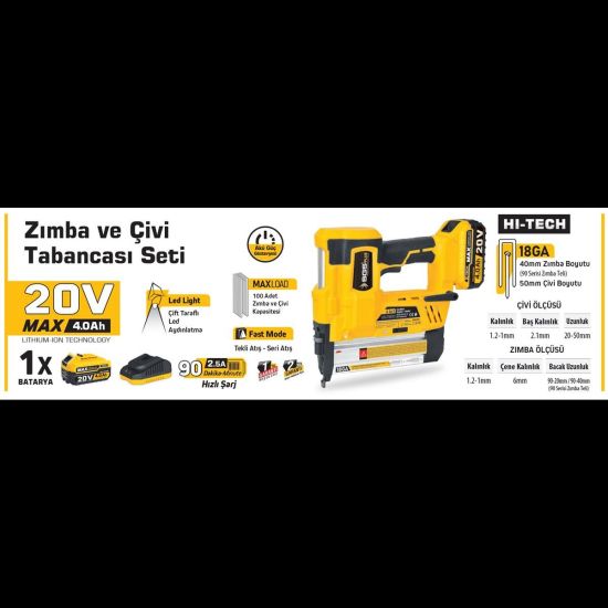 Sgs 5165 Akülü Zımba ve Çivi Çakma Tabanca Makinası 20 Volt