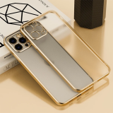 iPhone 13 Pro Max Renkli Kenar Şeffaf Kılıf Kamera Korumalı Silikon Kı