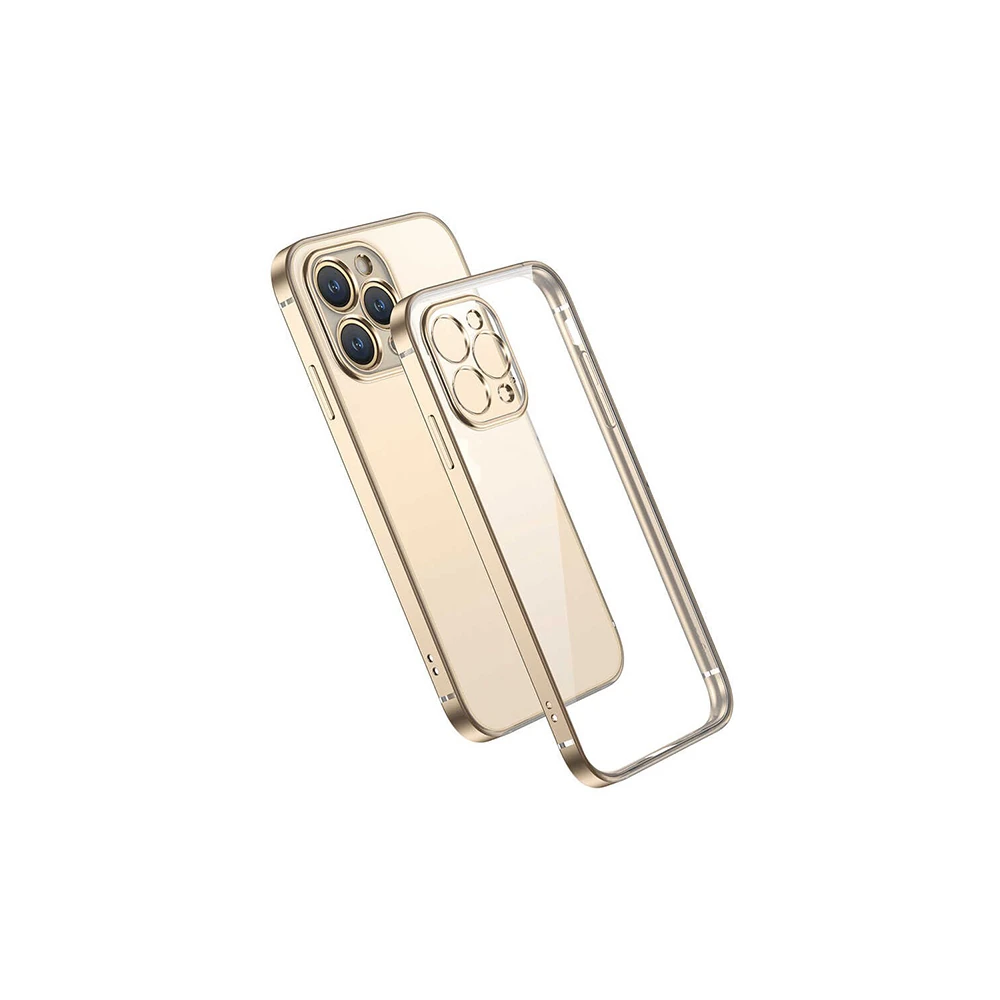 iPhone 13 Pro Renkli Kenar Şeffaf Kılıf Kamera Korumalı Silikon Kılıf