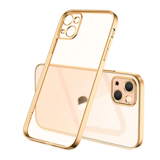 iPhone 13 6.1inç Renkli Kenar Şeffaf Kılıf Kamera Korumalı Silikon Kıl