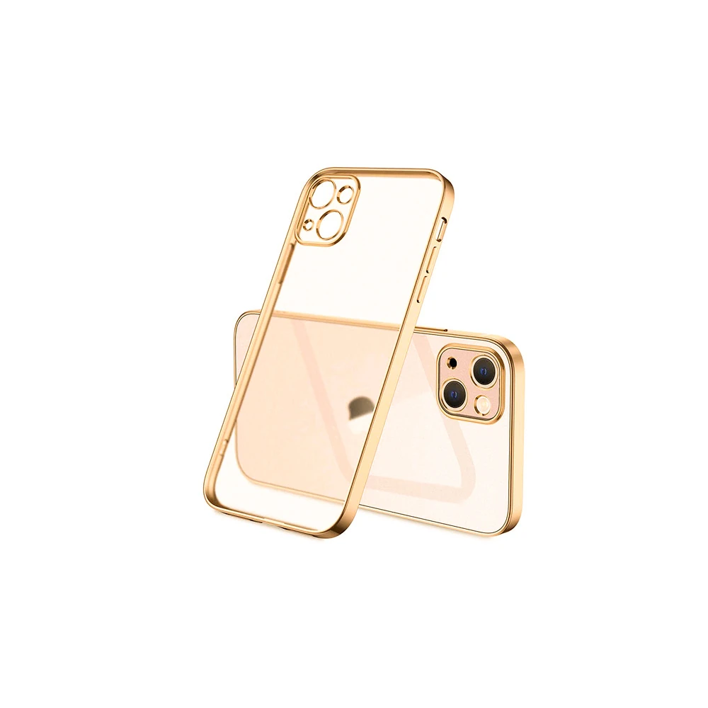 iPhone 13 Mini Renkli Kenar Şeffaf Kılıf Kamera Korumalı Silikon Kılıf