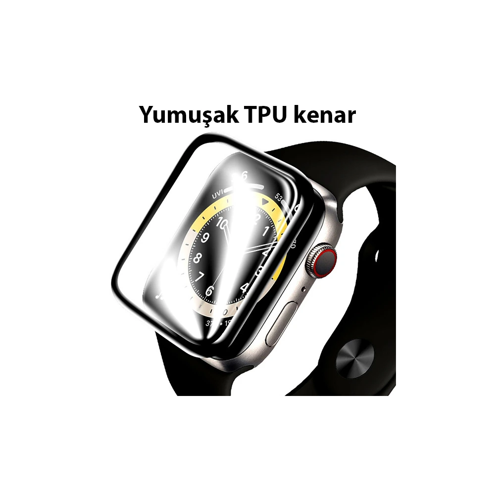 Apple Watch 7-8 41mm 3D PMMA Kavisli Full Cam Ekran Koruyucu PET