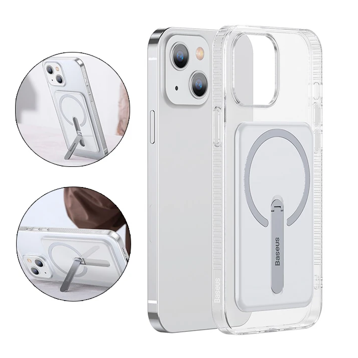 Baseus iPhone 13 6.1inç Manyetik Magsafe Standlı Silikon Kılıf