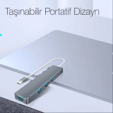 ALLY ADS-301C 5 in 1 Type C Dönüştürücü 4 Usb Portlu Adaptör Hub Çokla