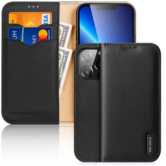 Dux Ducis iPhone 13 Pro Max Kılıf Mıknatıslı Cüzdanlı Deri Kılıf Hivo 
