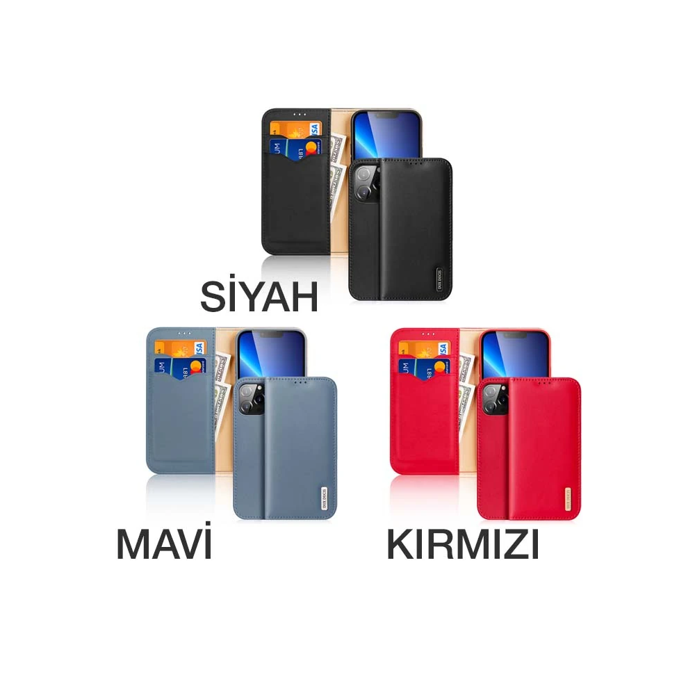 Dux Ducis iPhone 13 Pro Max Kılıf Mıknatıslı Cüzdanlı Deri Kılıf Hivo 