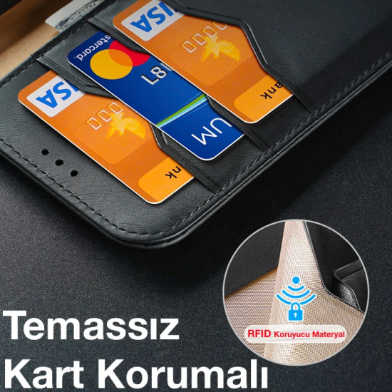 Dux Ducis iPhone 13 Pro Kılıf Mıknatıslı Cüzdanlı Deri Kılıf Hivo Seri