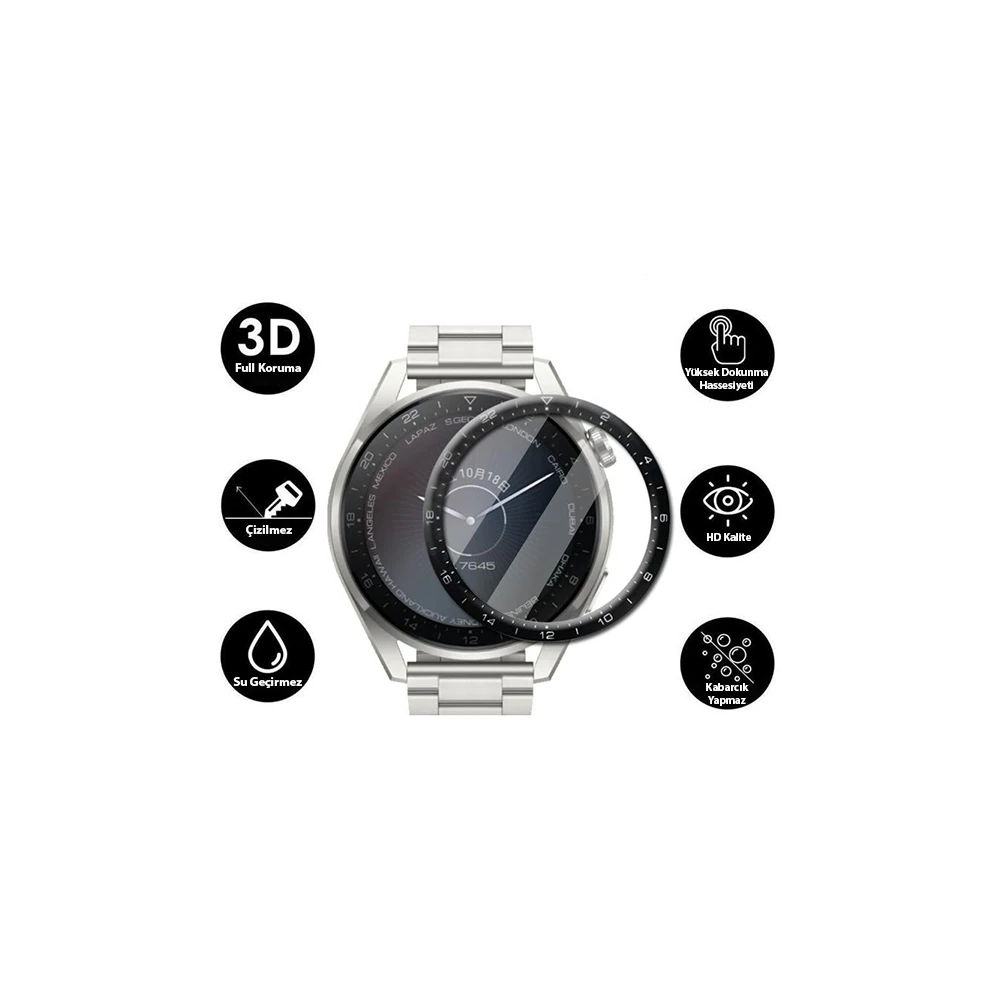 Huawei Watch 3 Pro 3D Full Kaplama Ekran Koruyucu PET+PMMA