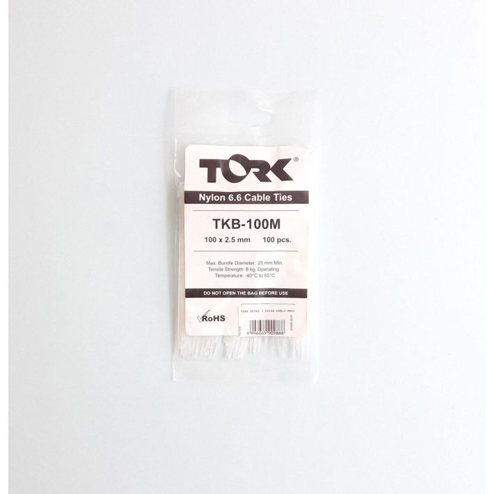 Tork Beyaz Kablo Bağı 2,5X100