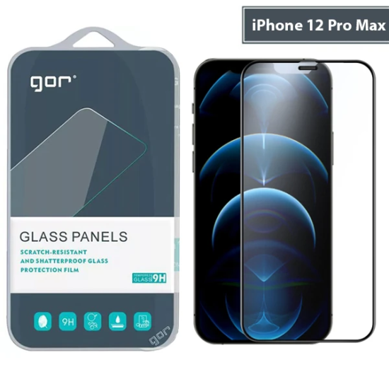 GOR iPhone 12 Pro Max 9D Hardening Tempered Full Cam Ekran Koruyucu
