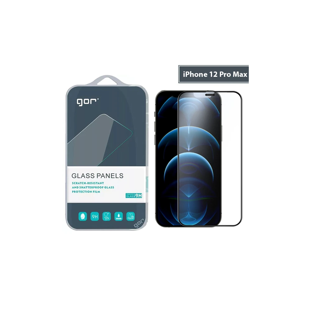 GOR iPhone 12 Pro Max 9D Hardening Tempered Full Cam Ekran Koruyucu