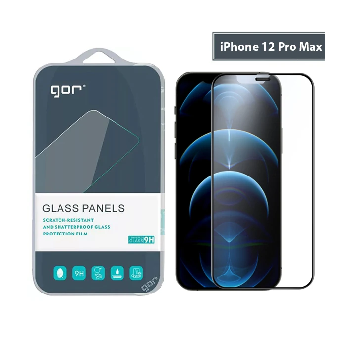 GOR iPhone 12 Pro Max 9D Hardening Tempered Full Cam Ekran Koruyucu