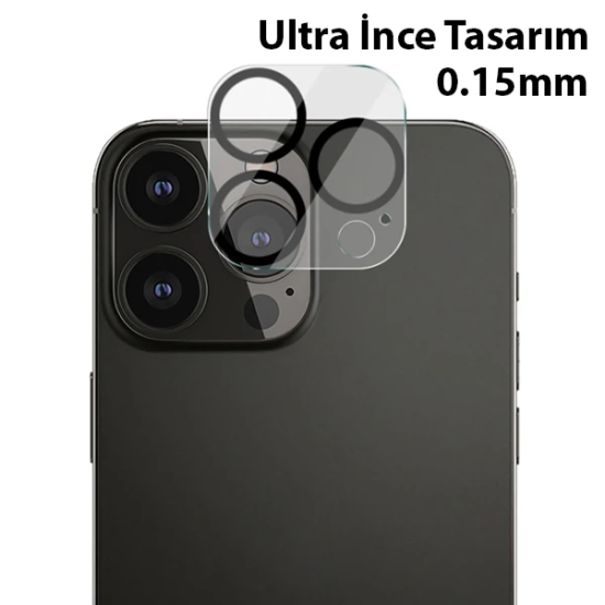ALLY İPhone 13 Pro-13 Pro Max 3D Full Tempered Glass Cam Kamera Koruyu