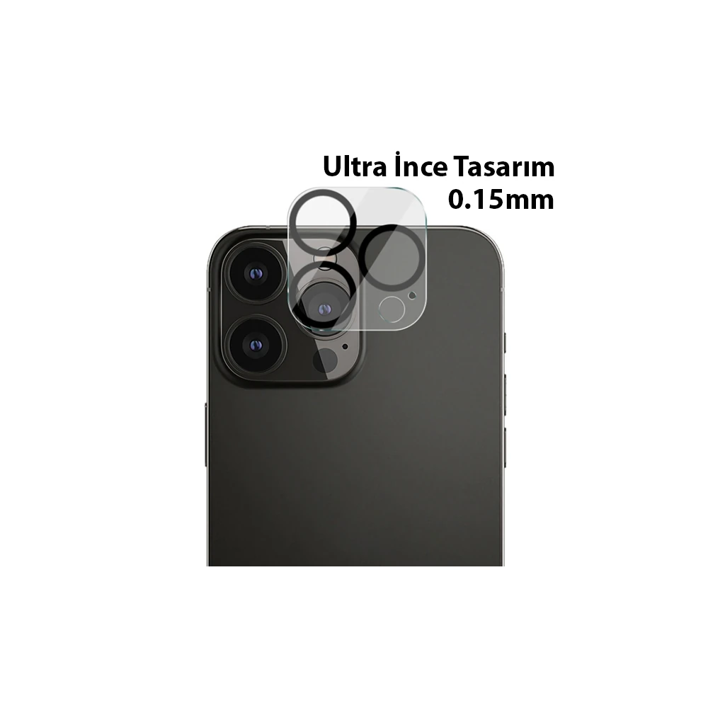 ALLY İPhone 13 Pro-13 Pro Max 3D Full Tempered Glass Cam Kamera Koruyu