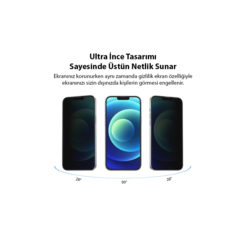 ALLY İPhone 13 Mini 3D Full Privacy Gizlilik Cam Ekran Koruyucu Anti-S