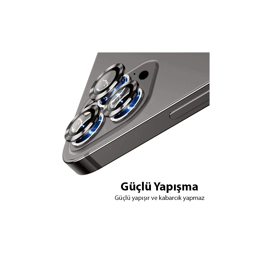 ALLY İPhone 13 Pro -13 Pro Max 3D Metal Çerçeveli Kamera Lens Koruyucu