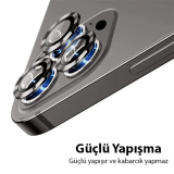ALLY İPhone 13 Pro -13 Pro Max 3D Metal Çerçeveli Kamera Lens Koruyucu