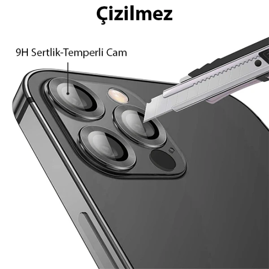 ALLY İPhone 13 Pro -13 Pro Max 3D Metal Çerçeveli Kamera Lens Koruyucu