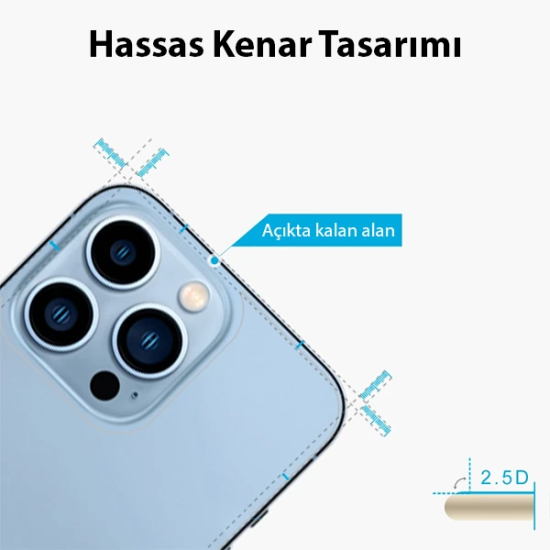 Ally iPhone 13 Pro Max 6.7 Tempered Şeffaf Arka Cam Koruyucu
