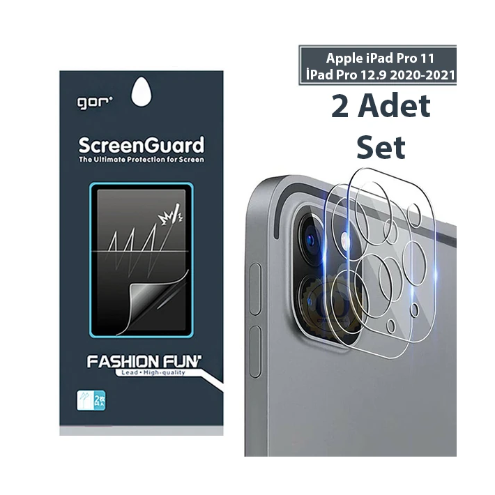 GOR iPad Pro 11 İPad Pro 12.9 2020-2021 3D Cam Kamera Koruyucu 2 SET