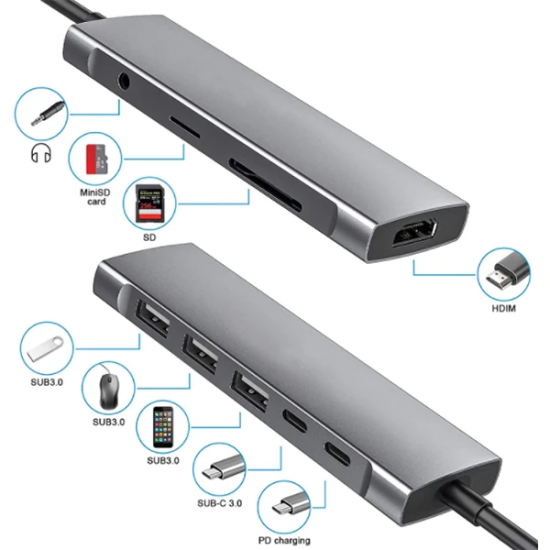 ALLY 9 İn1 Type C Hub 4k 30hz Hdmi Usb 3.0SdPD Adaptör