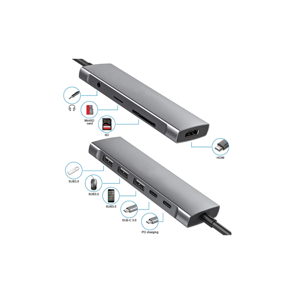 ALLY 9 İn1 Type C Hub 4k 30hz Hdmi Usb 3.0SdPD Adaptör