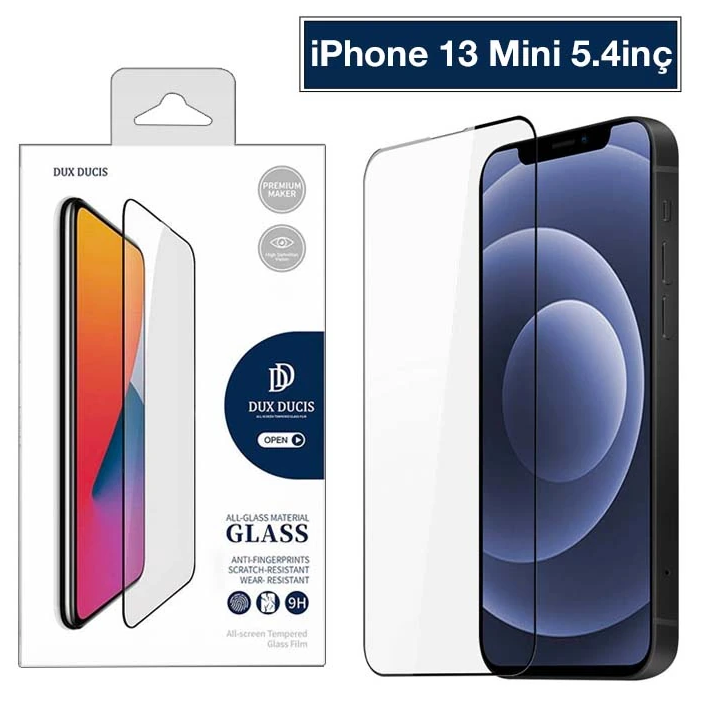 Dux Ducis iPhone 13 Mini 5.4inç Tempered Cam Ekran Koruyucu 10D Full K