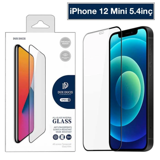 Dux Ducis iPhone 12 Mini 5.4 Tempered Cam Ekran Koruyucu 10D Full Kapl