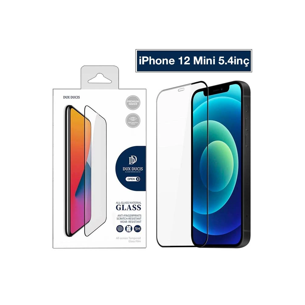 Dux Ducis iPhone 12 Mini 5.4 Tempered Cam Ekran Koruyucu 10D Full Kapl