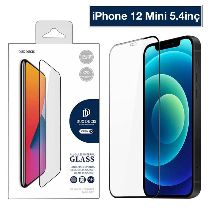 Dux Ducis iPhone 12 Mini 5.4 Tempered Cam Ekran Koruyucu 10D Full Kapl