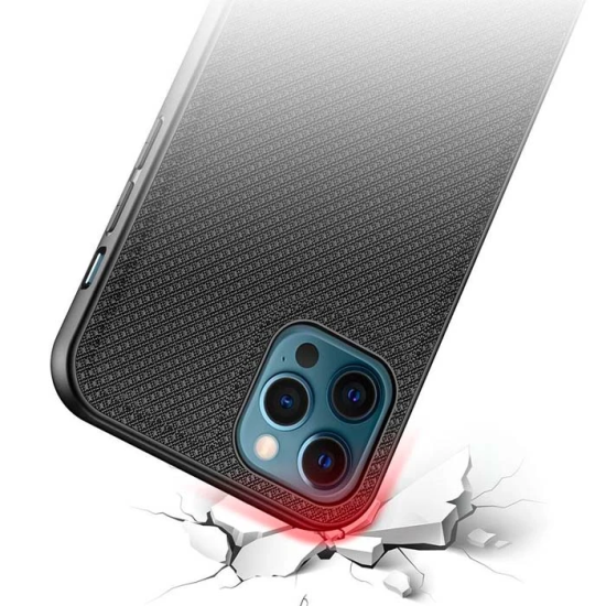 Dux Ducis Fino Serisi iPhone 12 Pro Max Kılıf Premium Dokuma Silikon K