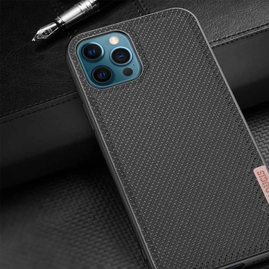 Dux Ducis Fino Serisi iPhone 12 Pro Max Kılıf Premium Dokuma Silikon K