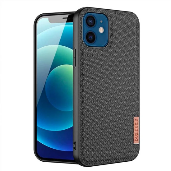 Dux Ducis Fino Serisi iPhone 12 -12 Pro 6.1inç Kılıf Premium Dokuma Si