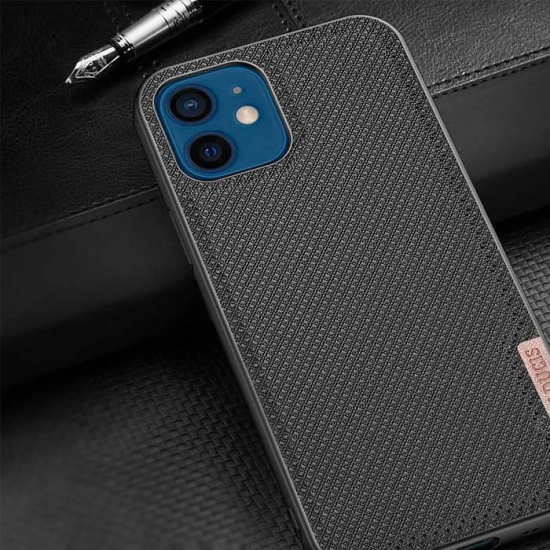 Dux Ducis Fino Serisi iPhone 12 -12 Pro 6.1inç Kılıf Premium Dokuma Si