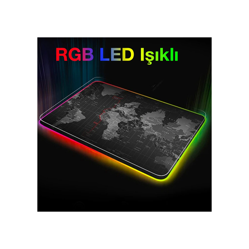 ALLY Dünya Desenli RGB Led Işıklı Oyuncu Mouse Pad 300*250*4MM