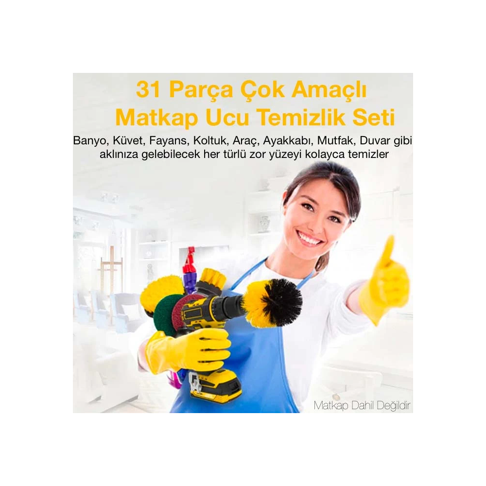 ALLY 31 Parça Çok Amaçlı Ev Banyo ve Araç Matkap Ucu Temizlik Seti