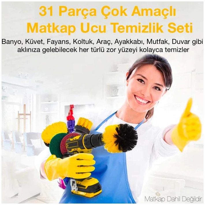 ALLY 31 Parça Çok Amaçlı Ev Banyo ve Araç Matkap Ucu Temizlik Seti