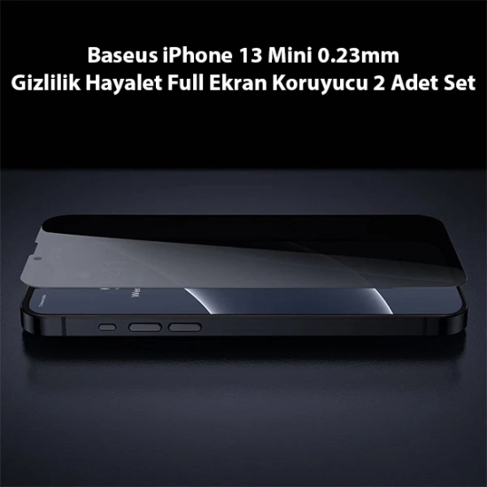 Baseus iPhone 13 Mini 0.23mm Gizlilik Hayalet Full Ekran Koruyucu 2 Ad
