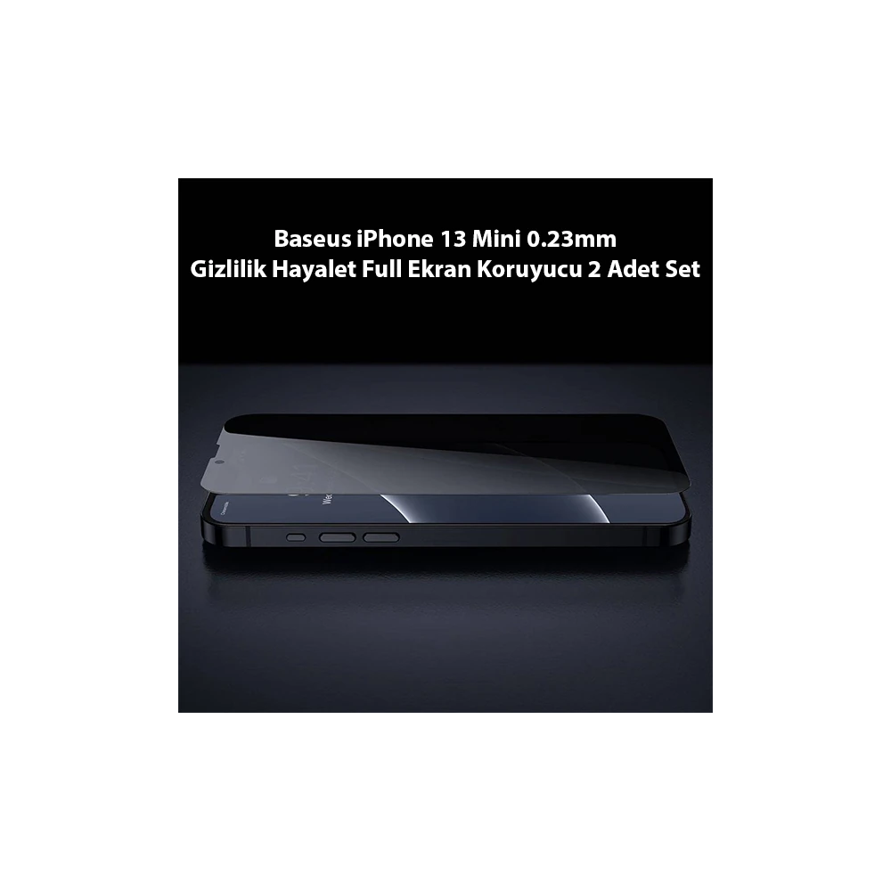 Baseus iPhone 13 Mini 0.23mm Gizlilik Hayalet Full Ekran Koruyucu 2 Ad