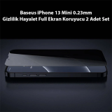 Baseus iPhone 13 Mini 0.23mm Gizlilik Hayalet Full Ekran Koruyucu 2 Ad