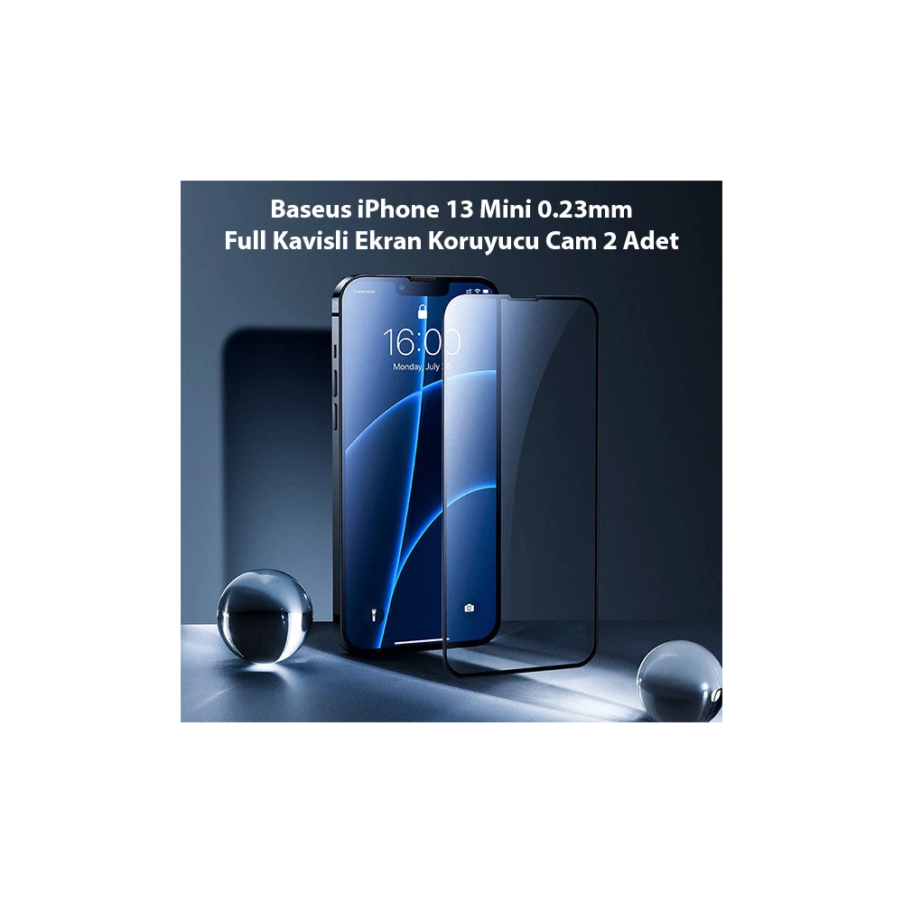 Baseus iPhone 13 Mini 0.23mm Full Kavisli Ekran Koruyucu Cam 2 Adet