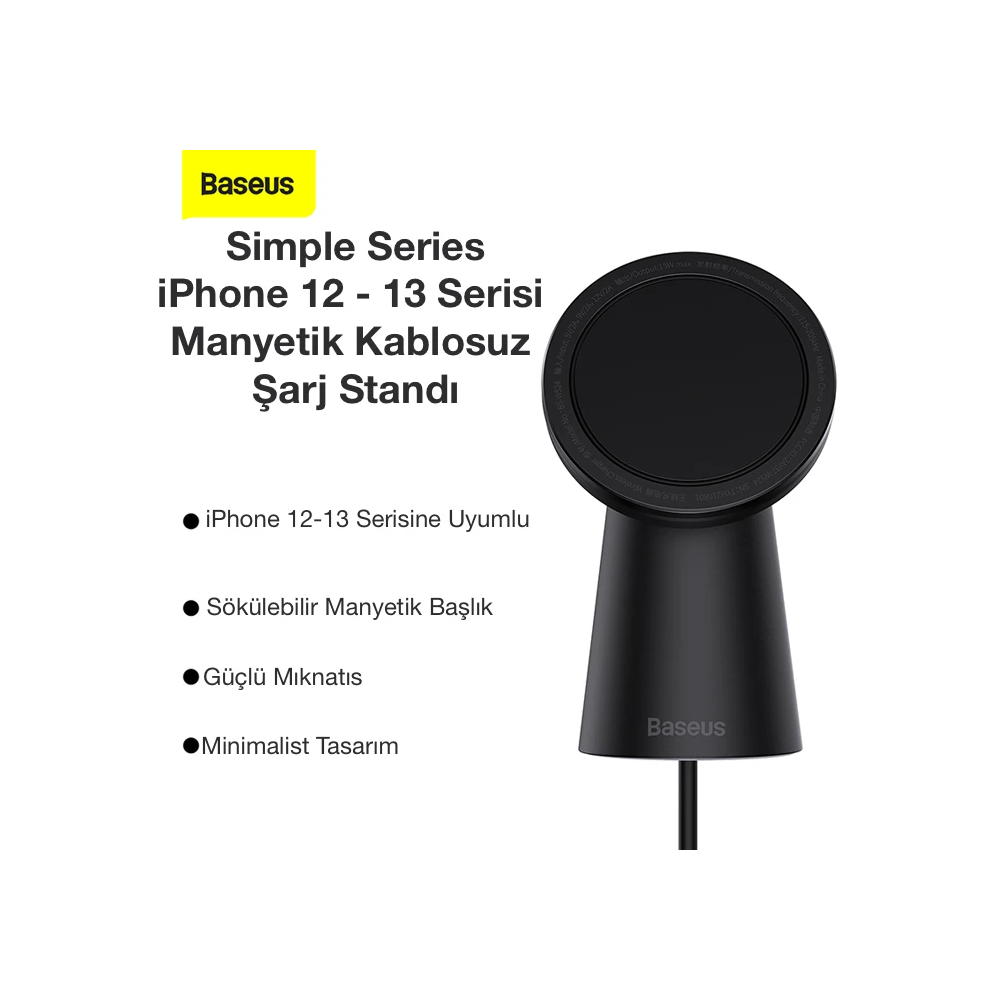 Baseus Simple iPhone 15-14 -13-12 Serisi Manyetik Kablosuz Şarj Standı