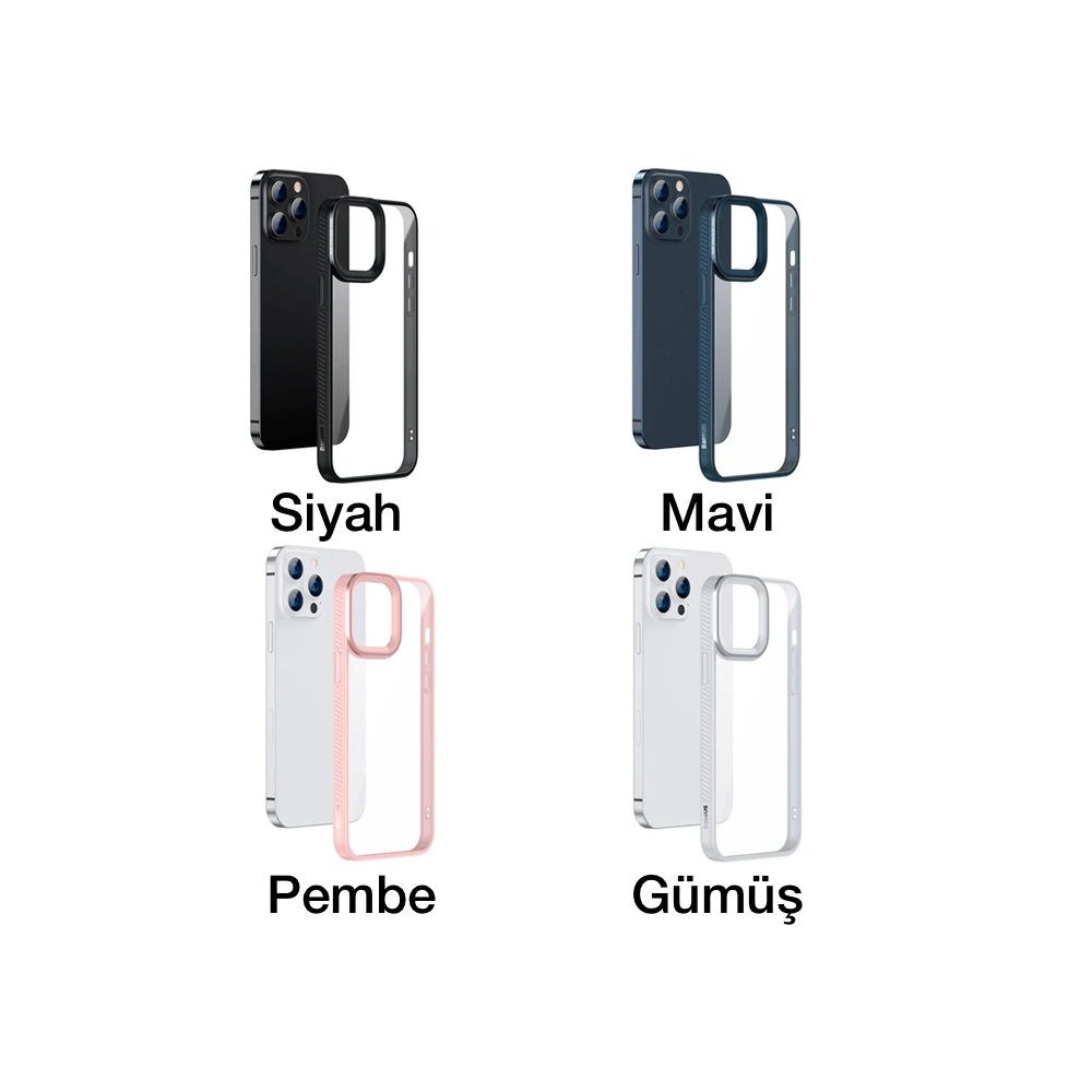 Baseus Crystal iPhone 13 Pro 6.1 Kılıf Jel Çerçeve Zırhlı Silikon Kılı
