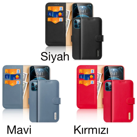 Dux Ducis iPhone 12 Pro Max Kılıf Mıknatıslı Cüzdanlı Deri Kılıf Hivo 