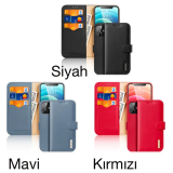 Dux Ducis iPhone 12 - 12 Pro Kılıf Mıknatıslı Cüzdanlı Deri Kılıf Hivo