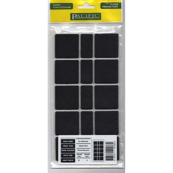 Pacific 6040 BL Yapışkanlı Keçe 40 mm X 40 mm Siyah